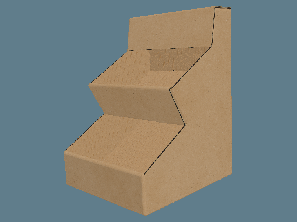 EVC61032 Two Shelf Faceted Display with Locking Panel