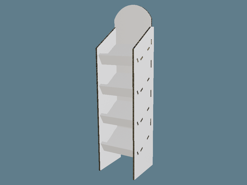 ICB10083 Multiple Slanted Glued Shelves Display